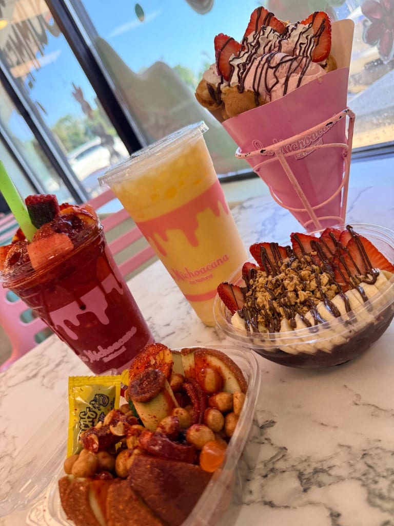 A full spread of La Michoacana desserts